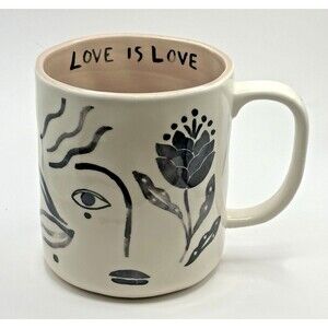 Anthropologie Hestia Coffee Cup Mug Love is Love Used
